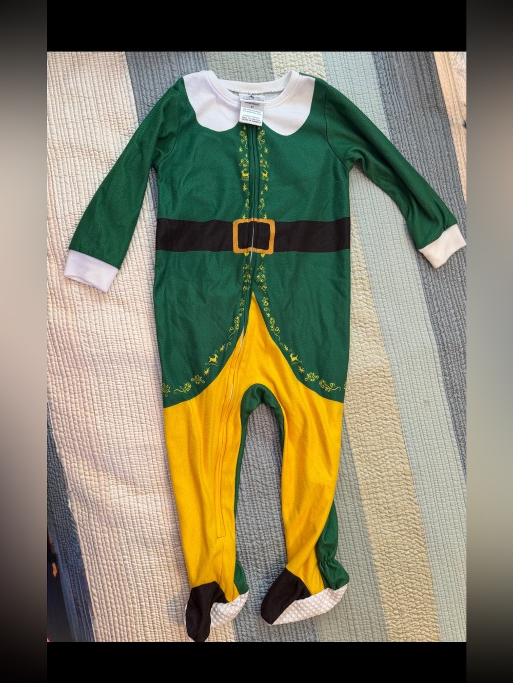 ELF Green and Yellow Kids One-Piece Footie Romper